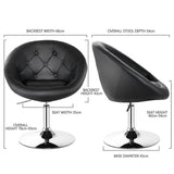 NNECW Set of 2 Swivel Round Tufted Back Chair Accent Chair with PU Leather and Chromed Base