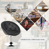 NNECW Swivel Round Tufted Back Chair Accent Chair with PU Leather and Chromed Base