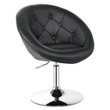 NNECW Swivel Round Tufted Back Chair Accent Chair with PU Leather and Chromed Base