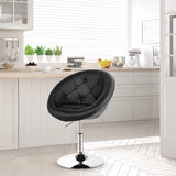 NNECW Swivel Round Tufted Back Chair Accent Chair with PU Leather and Chromed Base