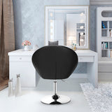 NNECW Swivel Round Tufted Back Chair Accent Chair with PU Leather and Chromed Base