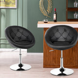 NNECW Swivel Round Tufted Back Chair Accent Chair with PU Leather and Chromed Base