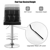 NNECW Height Adjustable Swivel Barstool with PU leather for home-Black