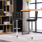NNECW Set of 2 Height Adjustable Swivel Barstool for Home-Black