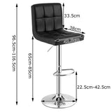 NNECW Set of 2 Height Adjustable Swivel Barstool for Home-Black