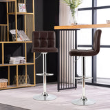NNECW Set of 2 Height Adjustable Swivel Barstool for Home-Coffee