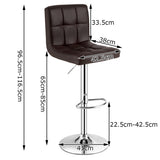 NNECW Set of 2 Height Adjustable Swivel Barstool for Home-Coffee