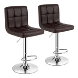 NNECW Set of 2 Height Adjustable Swivel Barstool for Home-Coffee