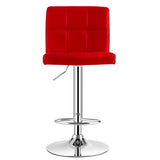 NNECW Height Adjustable Swivel Barstool with PU leather for home-Red