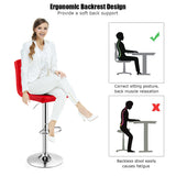 NNECW Height Adjustable Swivel Barstool with PU leather for home-Red