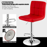 NNECW Height Adjustable Swivel Barstool with PU leather for home-Red