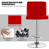 NNECW Height Adjustable Swivel Barstool with PU leather for home-Red