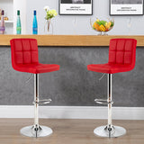 NNECW Height Adjustable Swivel Barstool with PU leather for home-Red