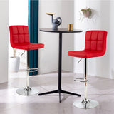 NNECW Height Adjustable Swivel Barstool with PU leather for home-Red