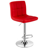 NNECW Height Adjustable Swivel Barstool with PU leather for home-Red