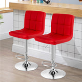 NNECW Set of 2 Height Adjustable Swivel Barstool for Home-Red