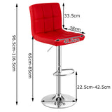 NNECW Set of 2 Height Adjustable Swivel Barstool for Home-Red