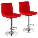 NNECW Set of 2 Height Adjustable Swivel Barstool for Home-Red