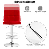 NNECW Set of 2 Height Adjustable Swivel Barstool for Home-Red