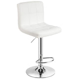 NNECW Height Adjustable Swivel Barstool with PU leather for home-White
