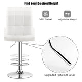 NNECW Height Adjustable Swivel Barstool with PU leather for home-White