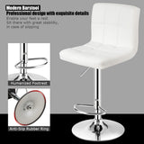 NNECW Height Adjustable Swivel Barstool with PU leather for home-White