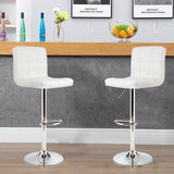 NNECW Set of 2 Height Adjustable Swivel Barstool for Home-White