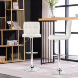 NNECW Set of 2 Height Adjustable Swivel Barstool for Home-White