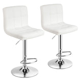 NNECW Set of 2 Height Adjustable Swivel Barstool for Home-White