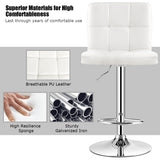 NNECW Set of 2 Height Adjustable Swivel Barstool for Home-White