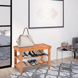 NNECW 3-Tier Bamboo Shoe Bench Holds up to 6 Pairs for Entryway-Natural