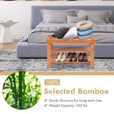 NNECW 3-Tier Bamboo Shoe Bench Holds up to 6 Pairs for Entryway-Natural