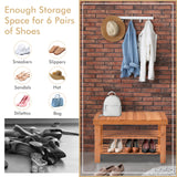 NNECW 3-Tier Bamboo Shoe Bench Holds up to 6 Pairs for Entryway-Natural