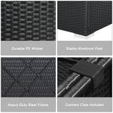 NNECW 7 Pieces Outdoor Wicker Sofa Set with Tempered Glass Top Coffee Table