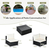 NNECW 7 Pieces Outdoor Wicker Sofa Set with Tempered Glass Top Coffee Table