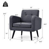 NNECW Mid Century Modern Upholstered Accent Chair-Gray