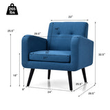 NNECW Mid Century Modern Upholstered Accent Chair-Blue