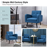 NNECW Mid Century Modern Upholstered Accent Chair-Blue