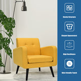 NNECW Mid Century Modern Upholstered Accent Chair-Yellow
