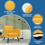 NNECW Mid Century Modern Upholstered Accent Chair-Yellow