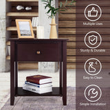 NNECW Bedside Tables with Drawer and Storing Shelf for Bedroom/Living Room/Bathroom/Office-Coffee-1 piece