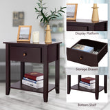 NNECW Bedside Tables with Drawer and Storing Shelf for Bedroom/Living Room/Bathroom/Office-Coffee-1 piece