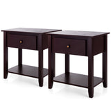 NNECW Bedside Tables with Drawer and Storing Shelf for Bedroom/Living Room/Bathroom/Office-Coffee-2 pieces