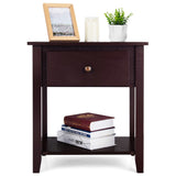 NNECW Bedside Tables with Drawer and Storing Shelf for Bedroom/Living Room/Bathroom/Office-Coffee-1 piece