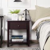 NNECW Bedside Tables with Drawer and Storing Shelf for Bedroom/Living Room/Bathroom/Office-Coffee-2 pieces