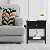 NNECW Bedside Tables with Drawer and Storing Shelf for Bedroom/Living Room/Bathroom/Office-Black-1 piece