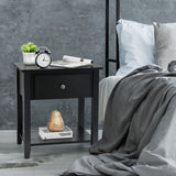 NNECW Bedside Tables with Drawer and Storing Shelf for Bedroom/Living Room/Bathroom/Office-Black-1 piece