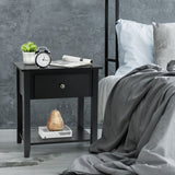 NNECW Bedside Tables with Drawer and Storing Shelf for Bedroom/Living Room/Bathroom/Office-Black-2 pieces