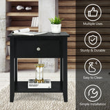 NNECW Bedside Tables with Drawer and Storing Shelf for Bedroom/Living Room/Bathroom/Office-Black-2 pieces