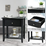 NNECW Bedside Tables with Drawer and Storing Shelf for Bedroom/Living Room/Bathroom/Office-Black-1 piece